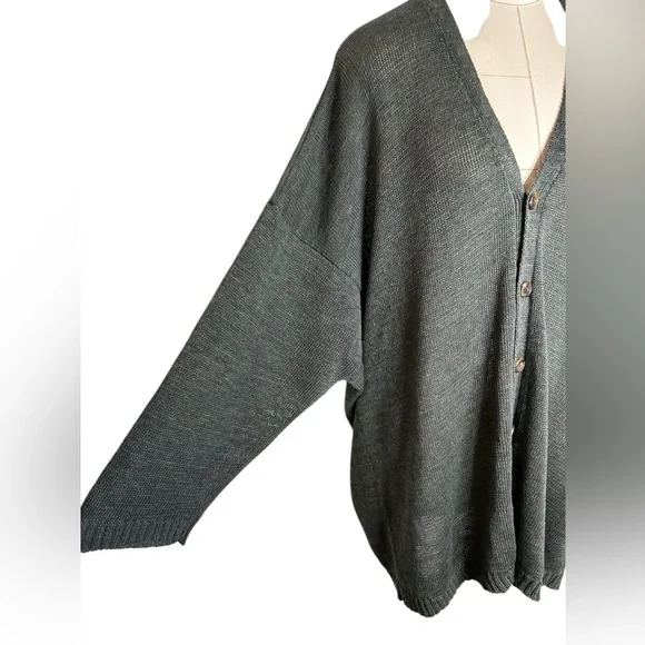 Eskandar lagenlook linen blend cardigan sweater